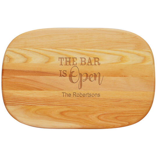 The Bar Is Open Medium 15-inch Wood Cutting Board